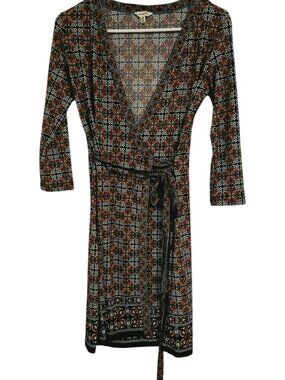 Max Studio XS Abstract Wrap Dress V-Neck